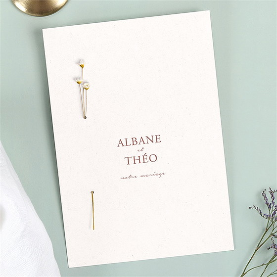 Faire-part mariage poésie boheme fleur séchée
