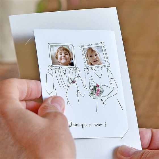 Faire-part mariage jolie devinette duo