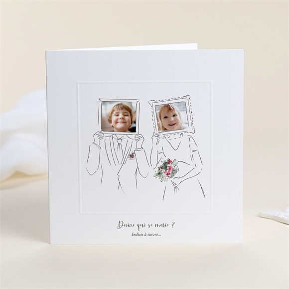 Faire-part mariage Jolie Devinette gaufrage réf.N451640