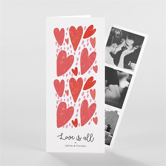 Faire-part mariage coeurs photomaton