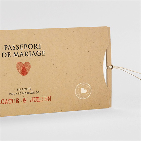 Faire-part mariage passeport vintage pochette duo