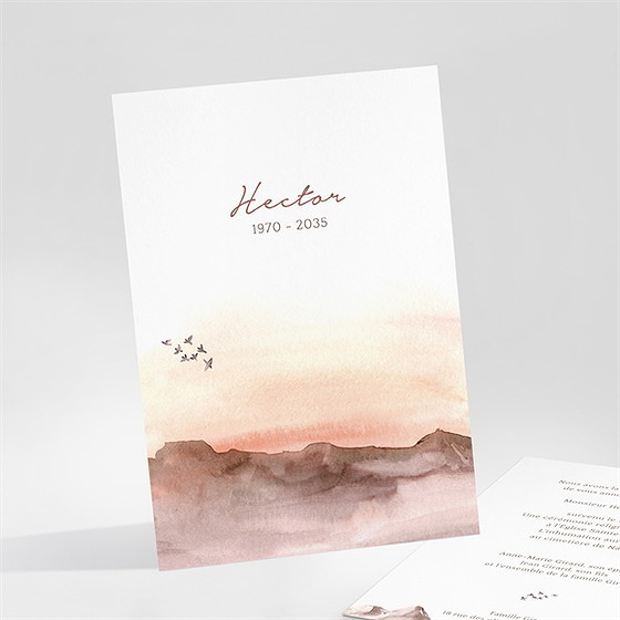 Faire-part décès crépuscule en aquarelle