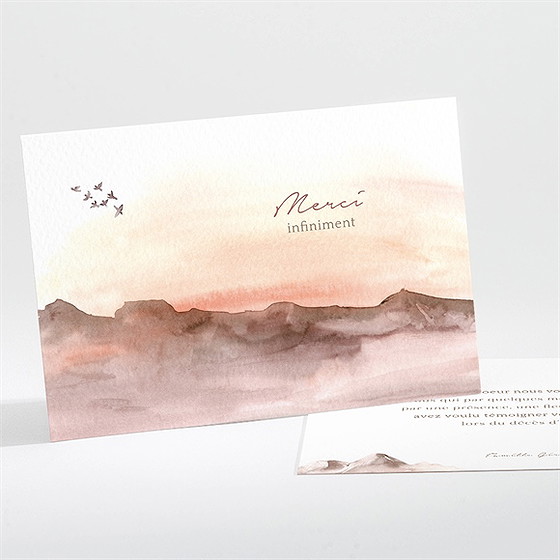 Remerciement décès crépuscule en aquarelle