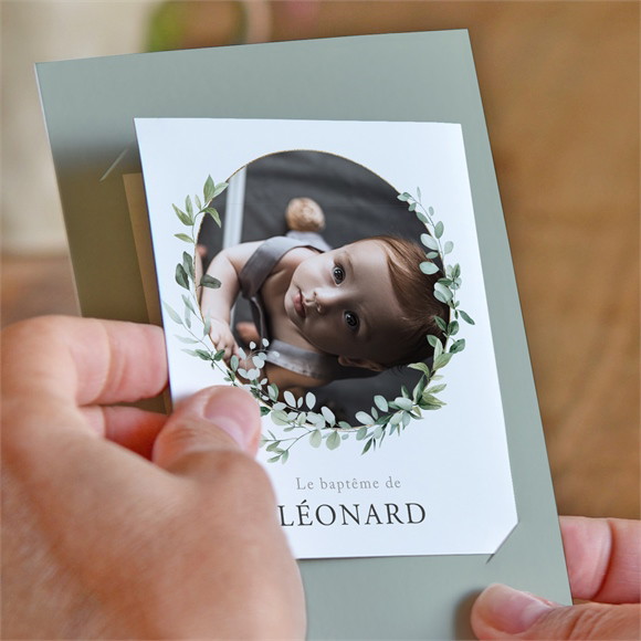 Faire-part de baptême L'eucalyptus duo réf.N23154