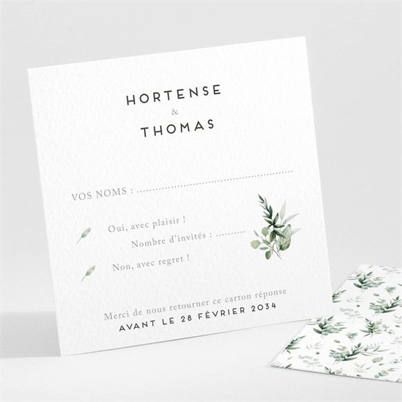 Carton réponse mariage Amour Elegant réf.N301618