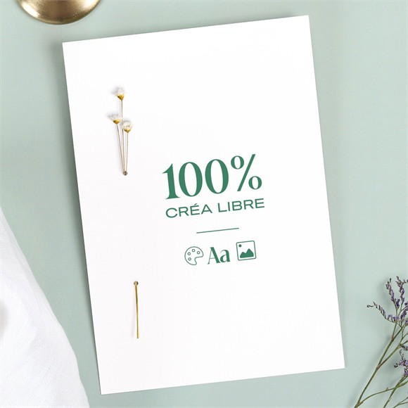 Faire-part mariage Création portrait fleur séchée réf.N241300