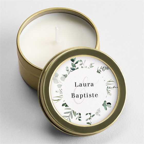 Bougie mariage végétal or