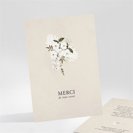 Remerciement décès bouquet blanc