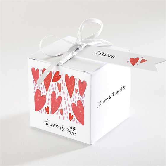 Boîte de dragées mariage coeurs