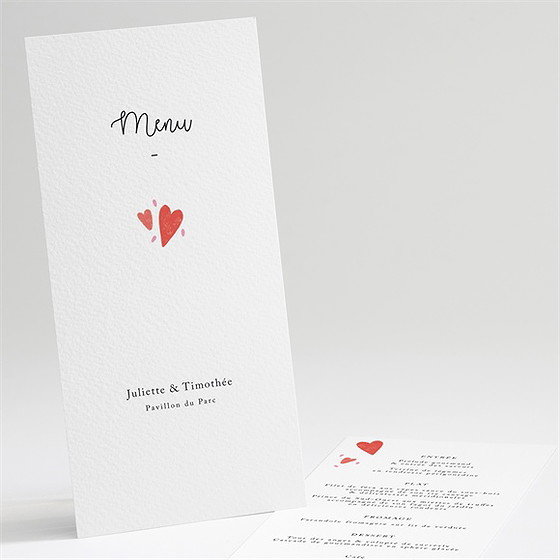 Menu mariage coeurs