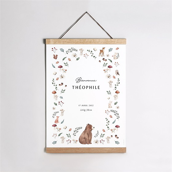 Affiche naissance forêt d'automne