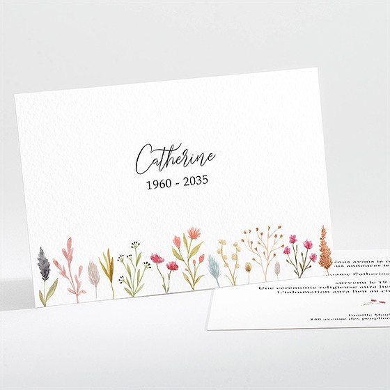 Faire-part décès délicates fleurs