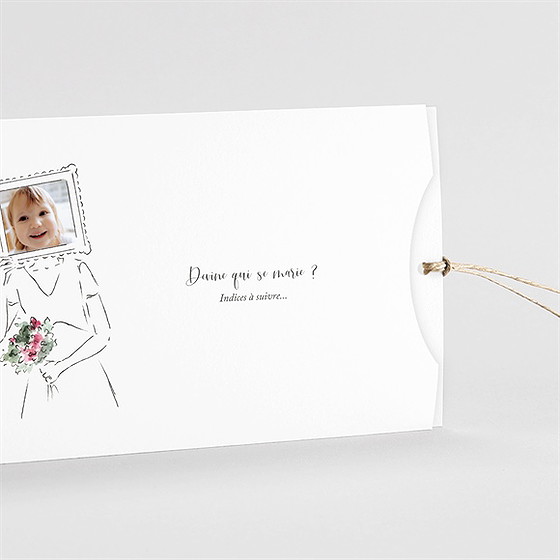 Faire-part mariage jolie devinette pochette duo
