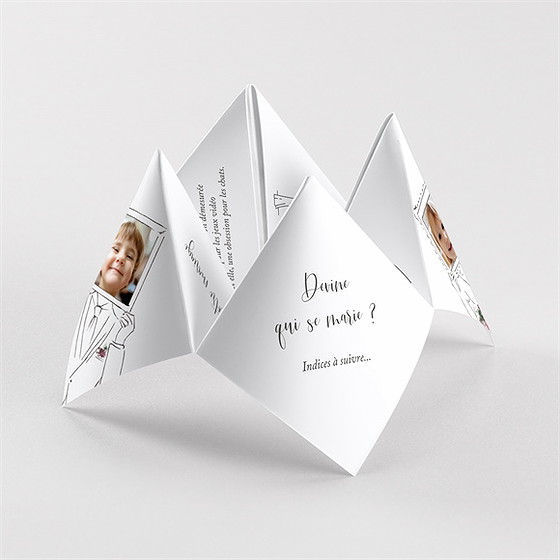 Faire-part mariage jolie devinette cocotte