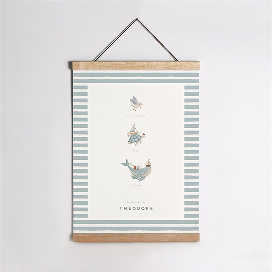 Affiche naissance animaux marins