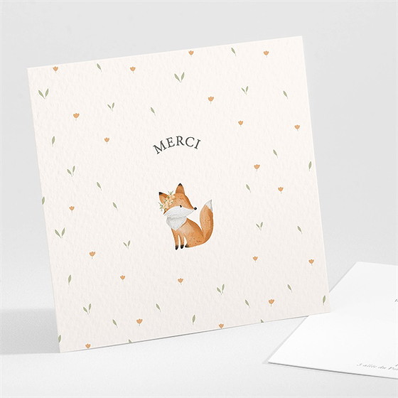 Remerciement naissance fleurs et renard