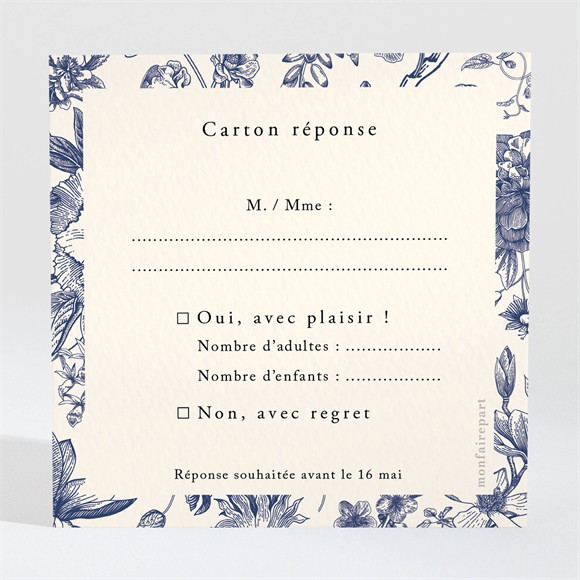 Carton réponse mariage Exotique réf.N3002175