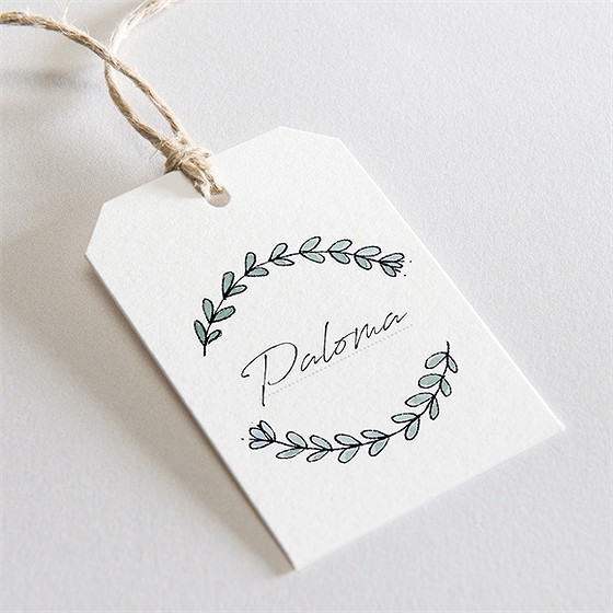 Marque-place mariage avec programme étiquette