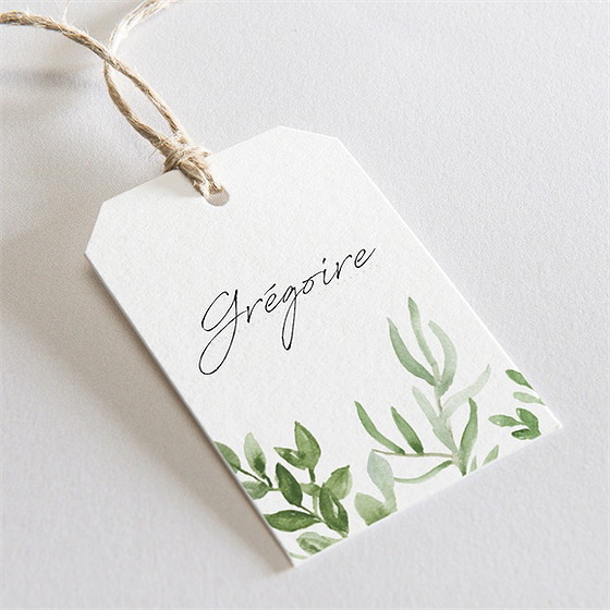 Marque-place communion illus végétale étiquette