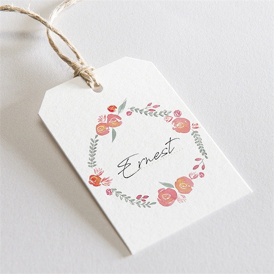 Marque-place communion couronne aquarelle étiquette