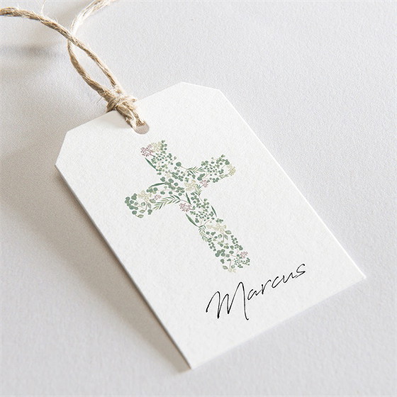 Marque-place communion printanier étiquette
