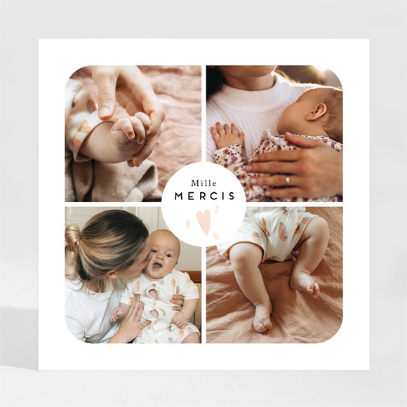 Remerciement naissance Jolis cœurs réf.N35055