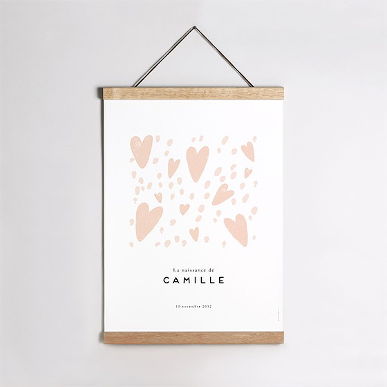 Affiche naissance jolis cœurs