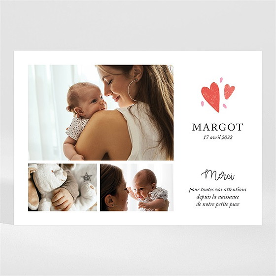 Remerciement naissance cœurs d'amour