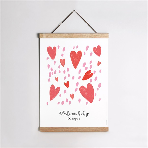 Affiche naissance Cœurs d'amour réf.N260478