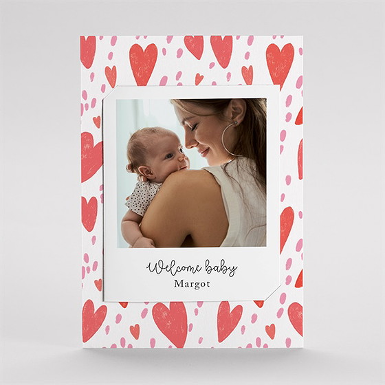 Faire-part naissance cœurs d'amour duo