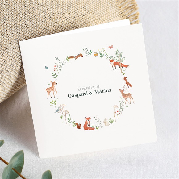 Faire-part de baptême Forêt carré réf.N451647
