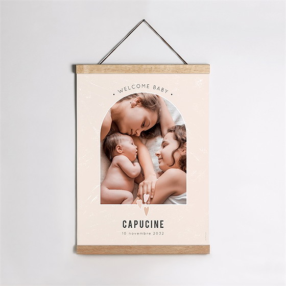 Affiche naissance cœurs délicats