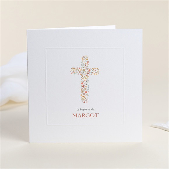 Faire-part de baptême Florilège gaufrage réf.N451649
