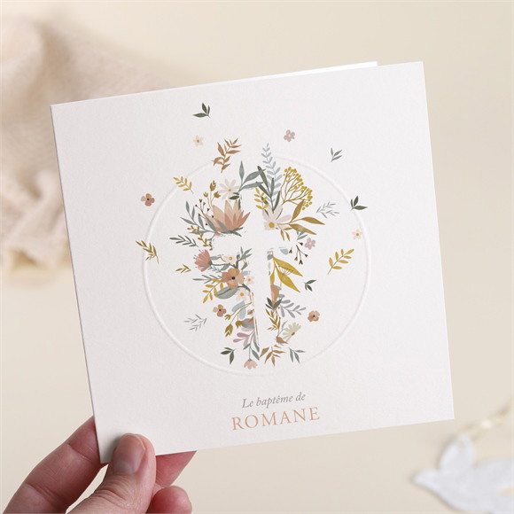 Faire-part de baptême Tout en Joie gaufrage réf.N451650
