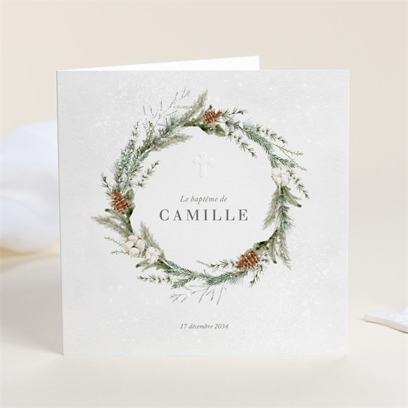 Faire-part de baptême L'hiver gaufrage réf.N451652