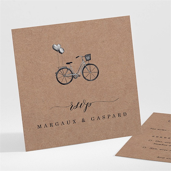 Carton réponse mariage vélo vintage