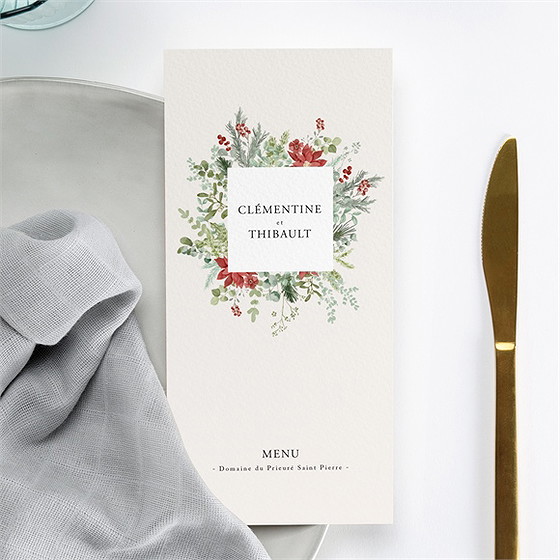 Menu mariage jardin fleuri