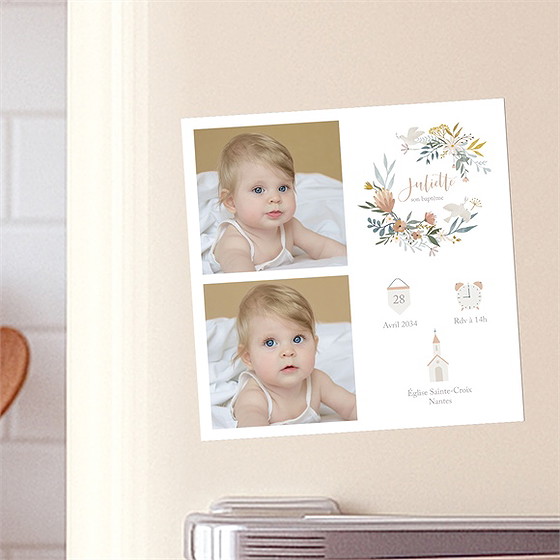Faire-part de baptême jungle magnet