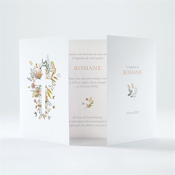 Faire-part de baptême tout en joie 2 volets