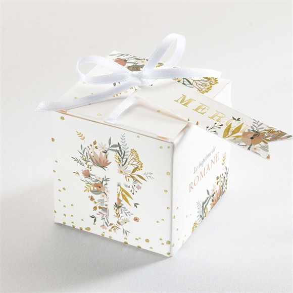 Boîte de dragées baptême Tout en Joie dorure réf.N340790