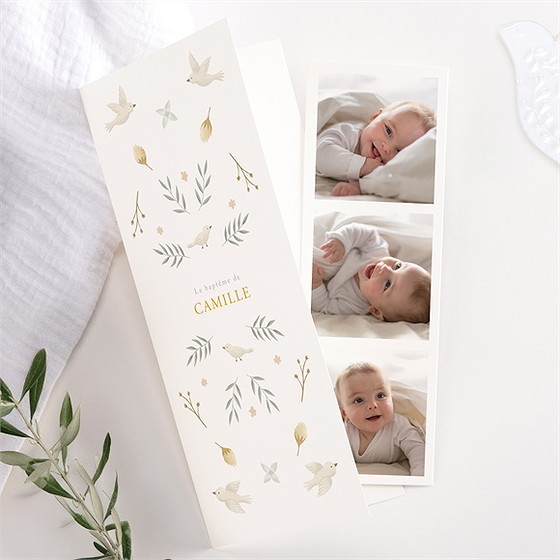 Faire-part de baptême vers le beau photomaton
