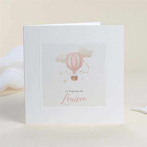 Faire-part de baptême la montgolfière gaufrage