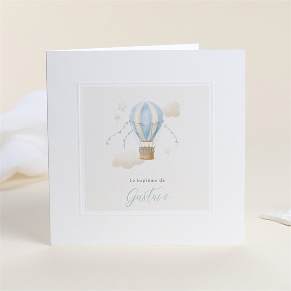 Faire-part de baptême Ma Montgolfière gaufrage réf.N451657
