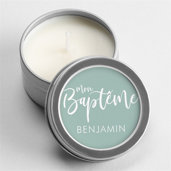Bougie baptême Jeu de mots argent réf.N3602365