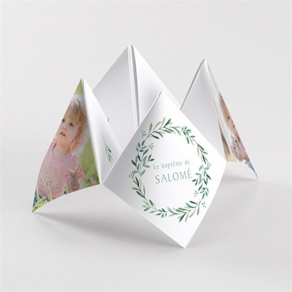 Faire-part de baptême Feuilles et Or origami réf.N330164