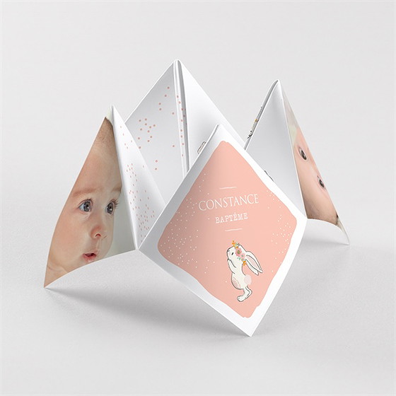 Faire-part de baptême petit lapin baptême origami