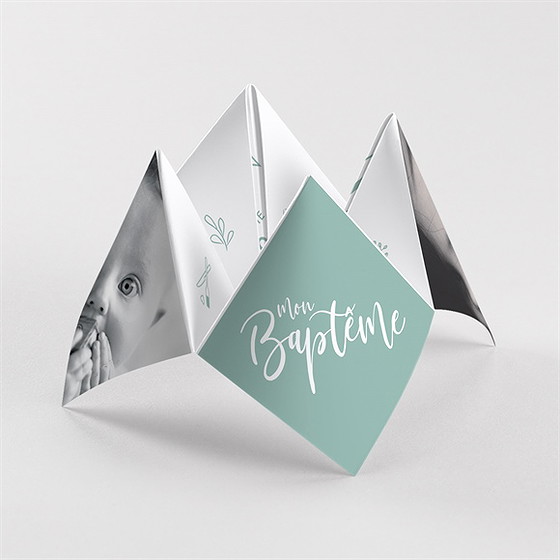 Faire-part de baptême jeu de mots origami