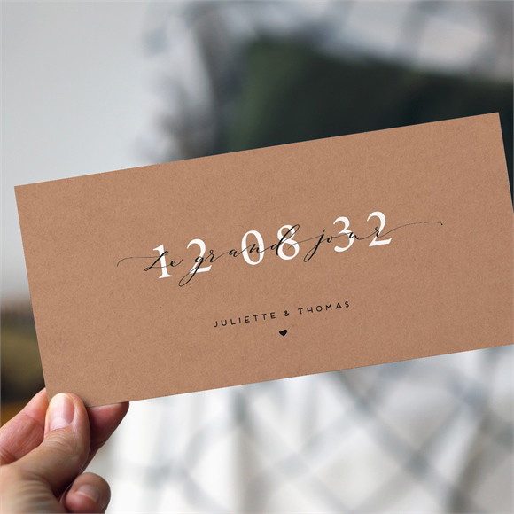 Faire-part mariage Jour J kraft réf.N131157
