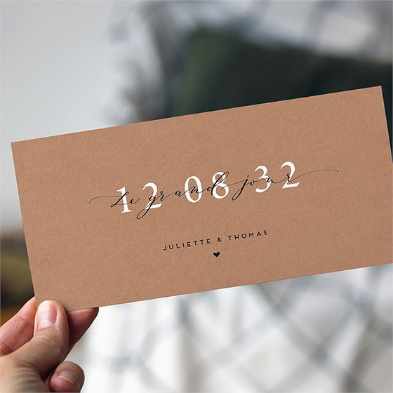 Faire-part mariage jour j kraft