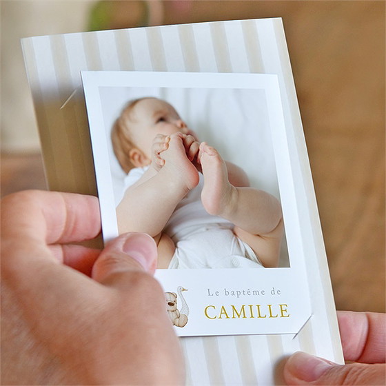 Faire-part de baptême ours marin duo